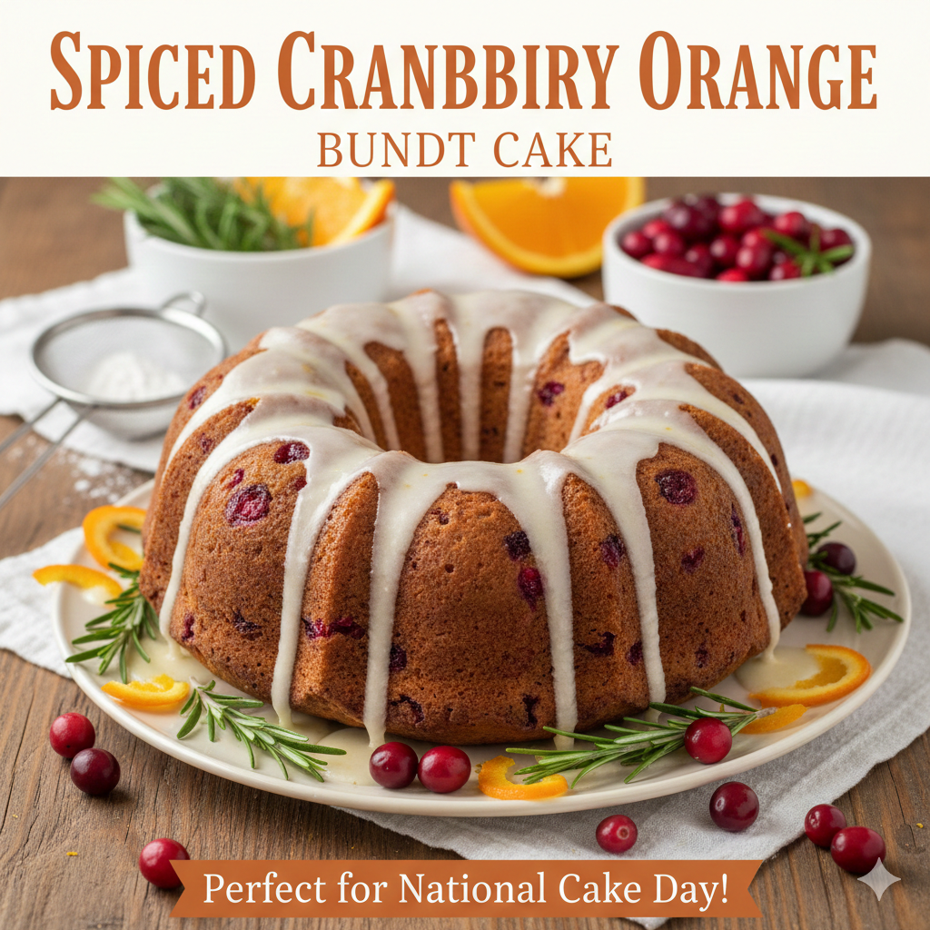 🍊 Spiced Cranberry Orange Bundt Cake 🍰